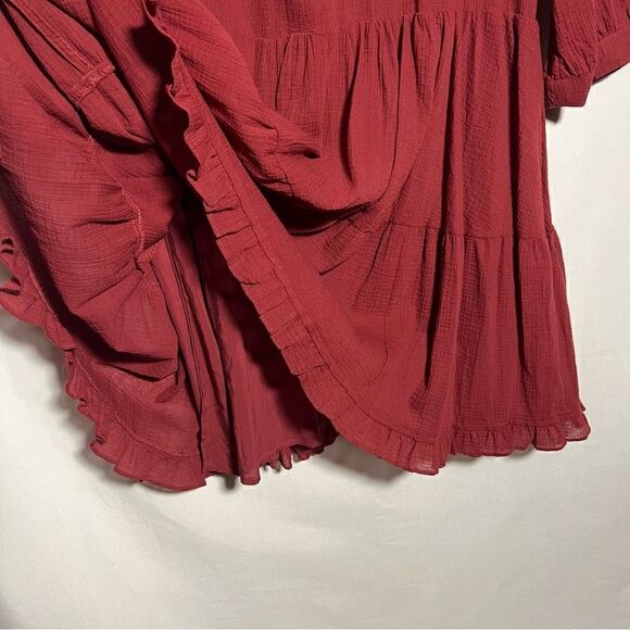 Free People Take Time Tunic Scarlet Embroidered Boho Dress L - Picture 3 of 11